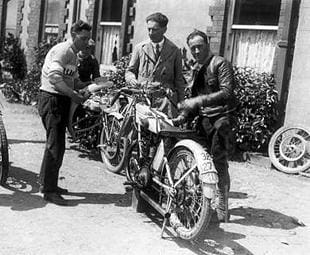 Bianchi's motorcycle race tream pictured in 1926