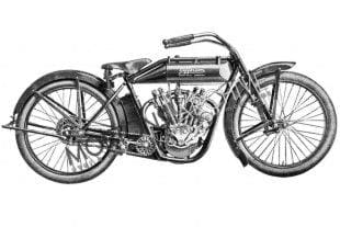 1914 Jefferson 8hp v-twin classic motorcycle featuring unusual leading link leaf spring forks