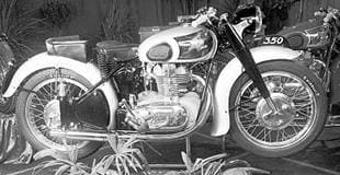 1950 MM 350cc ohn classic motorcycle, on display at Milan bike show