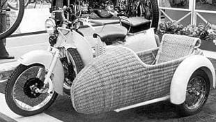 Moto Guzzi Galletto, employed as a sidecar tug for dispkay at 1957 motorcycle show