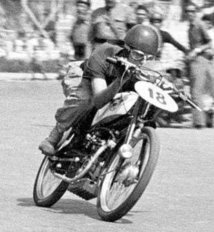 Racing Motom motorcycle in action in the mid Fifties. Motom was the fifth largest Italian volume producer
