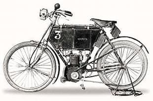 Early single cylinder motorcycle dating from 1902