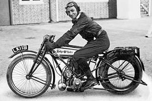 TT winner Cyril Pullin on Rudge motorcycle racer