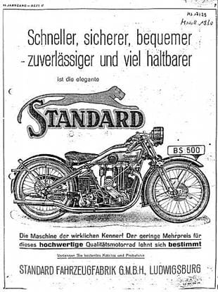 1929 Standard BS500 motorcycle advertisement