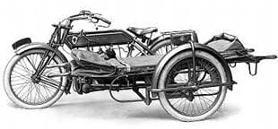 Eight horsepower Sunbeam three-wheeled 'ambulance', used by militaty in WW1