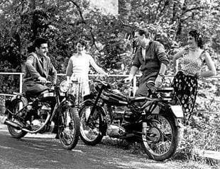 Fifties Terrot motorcycle manufacturer publicity picture, featuring 125cc models