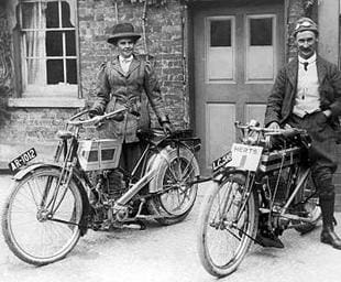 His and hers classic Triumph motorcycles, pre WW1