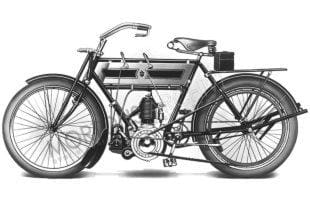 Redesigned for the 1906 season, Triumph's first model with their own rocking action sprung fork