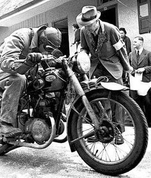 Herr Kritter on his Zundapp DB201 for speed test in 1951