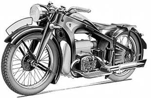 Richard Kuchen design K800 Zundapp classic motorcycle with pressed steel frame