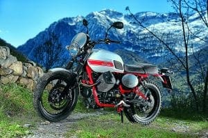Fairly unusual for a Guzzi twin to have a silencer-free side. And we believe that these shots were not in fact taken in a studio in Dagenham