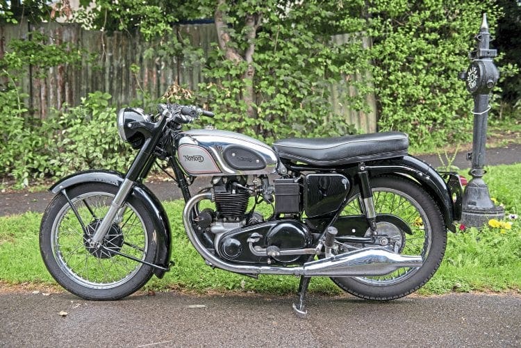 The featured Dominator is a 1953 machine, one of the first Model 7s to be equipped with swinging arm suspension. Until very recently it’s been owned by just one family who’ve kept it very standard and original – apart from a new front wheel rim and service items it’s very much as it left Bracebridge Street 