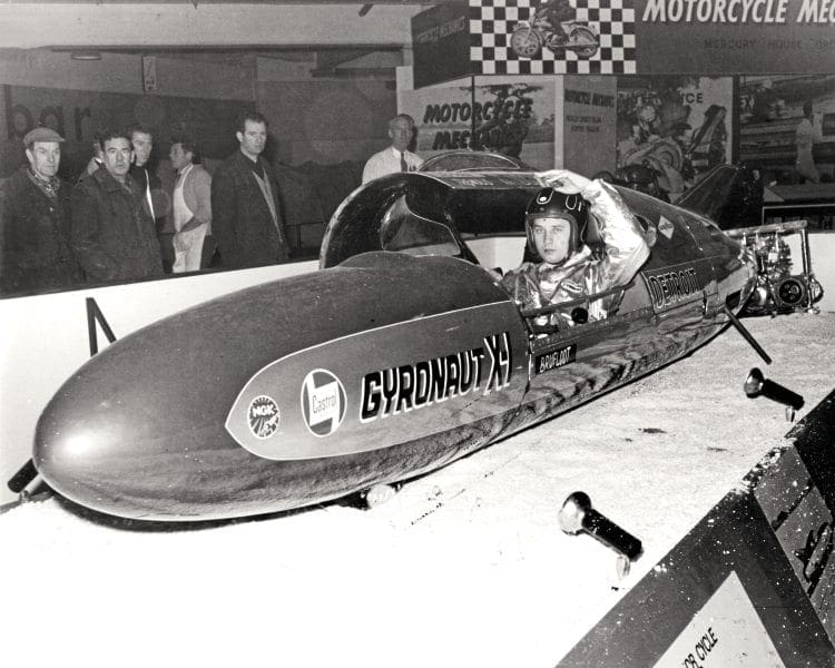 One of the undoubted stars of the show was American Bob Leppan, with his twin-Triumph- powered Gyronaut X-1, the fastest motorcycle in the world.