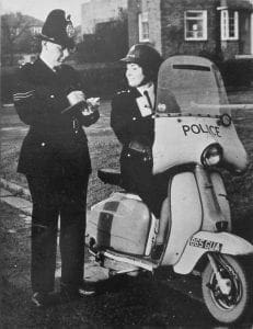 Sheila poses with her Lambretta back in the day