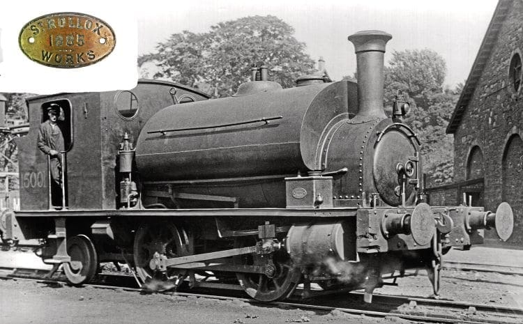 I’m in charge: The driver of LMS 0-4-2T No. 15001 poses with his charge on Inverness shed in June, 1936, with the worksplate clearly visible on the sandbox above the cylinder. Inset: The worksplate from the ex-Caledonian Railway loco that will be coming up for sale on October 1. CALEDONIAN RAILWAY ASSOCIATION/GNRA 