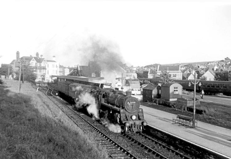 Left: BR Standard 4MT 2-6-0 No. 76010 departs Swanage on Sunday, September 4, 1966. TONY TROOD, COURTESY ANDREW PM WRIGHT COLLECTION 