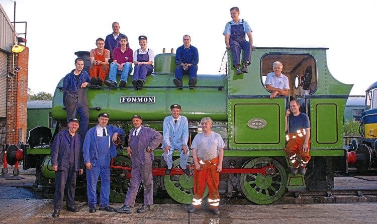 All hands on deck: Members of Spa Valley Railway’s locomotive department, where vacancies exist for a variety of volunteer roles, with No. 1636 Fonmon, built by Peckett & Sons in 1924. Named after a medieval castle in the Vale of Glamorgan, the former cement works 0-6-0ST, originally preserved at the Avon Valley Railway, recently left the Spa Valley for the Ribble Steam Railway in Preston. DAVID STAINES 