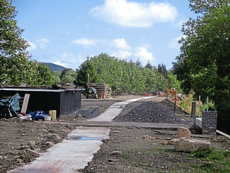 The concreting of the 175-yard trench for the footings of the new Corwen station have been completed. This is the view looking east on September 8. GEORGE JONES/LR