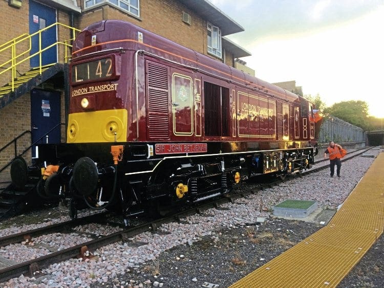 Class 20 No. 20142 has been reliveried in London Transport red livery and named Sir John Betjeman during its recent overhaul. It was released from Washwood Heath in Birmingham on August 31 and was immediately despatched to London Transport’s West Ruislip depot to take up duties. The locomotive, owned by Class 20189 Ltd, had been due to take part in the cancelled September 10-11 Underground steam programme. LT