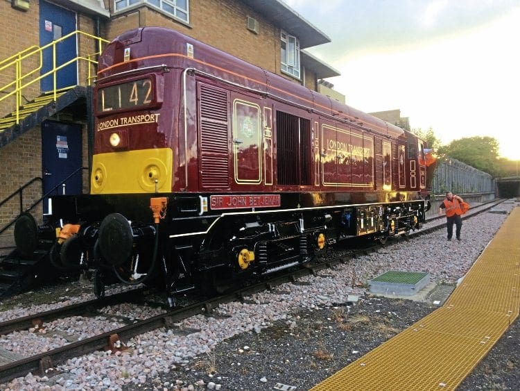 Class 20 No. 20142 has been reliveried in London Transport red livery and named Sir John Betjeman during its recent overhaul. It was released from Washwood Heath in Birmingham on August 31 and was immediately despatched to London Transport’s West Ruislip depot to take up duties. The locomotive, owned by Class 20189 Ltd, had been due to take part in the cancelled September 10-11 Underground steam programme. LT 