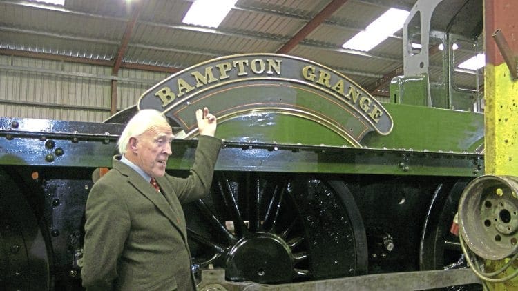 Proud owner Brian Jones sees his original nameplate from No. 6802 Bampton Grange, fitted to Grange frames for the first time since it was withdrawn in August 1961. DAVID HUNTBATCH