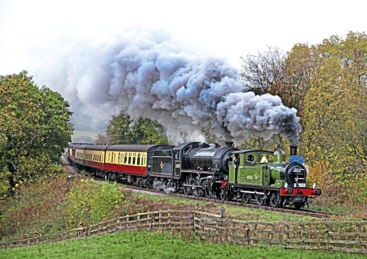 NER J72 0-6-0T No. 69023 pilots K1 No. 62005 past Esk Valley on the 14.12pm Whitby to Pickering on October 30. MAURICE BURNS 