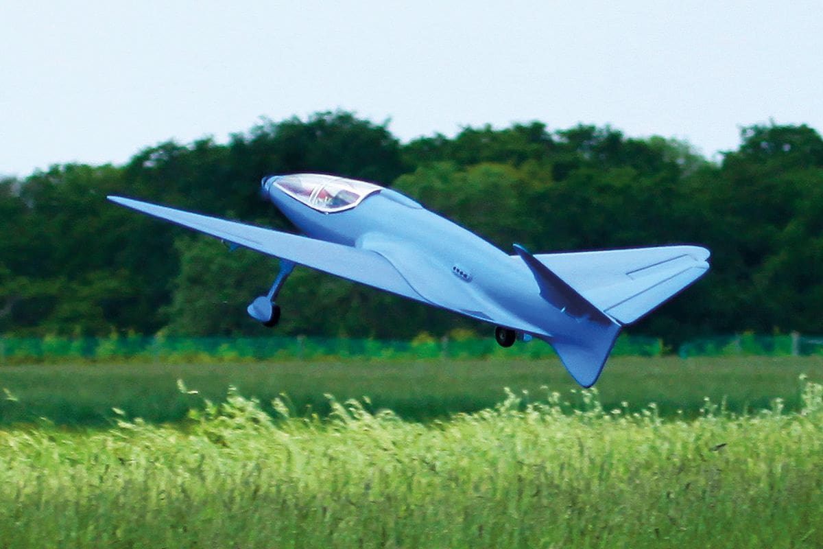 Just after the first take off as severe vibration set in. If you look closely you can see the canopy detaching, just before the props came off!