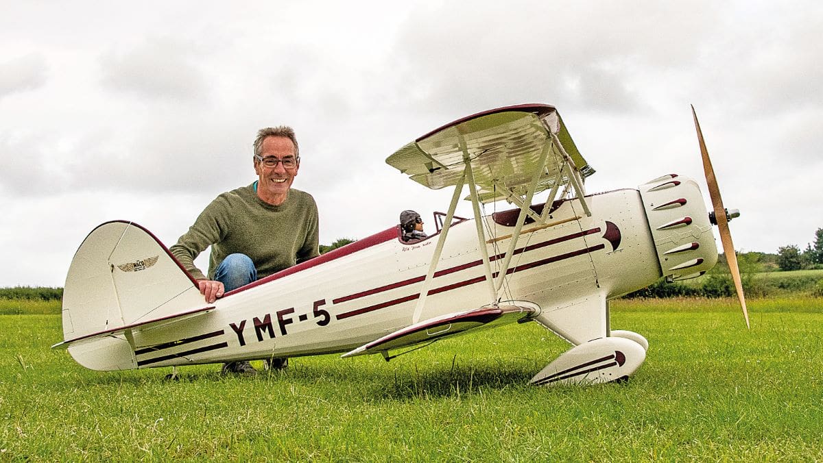 No wonder Geoff is smiling as he shows off his lovely third scale Waco.