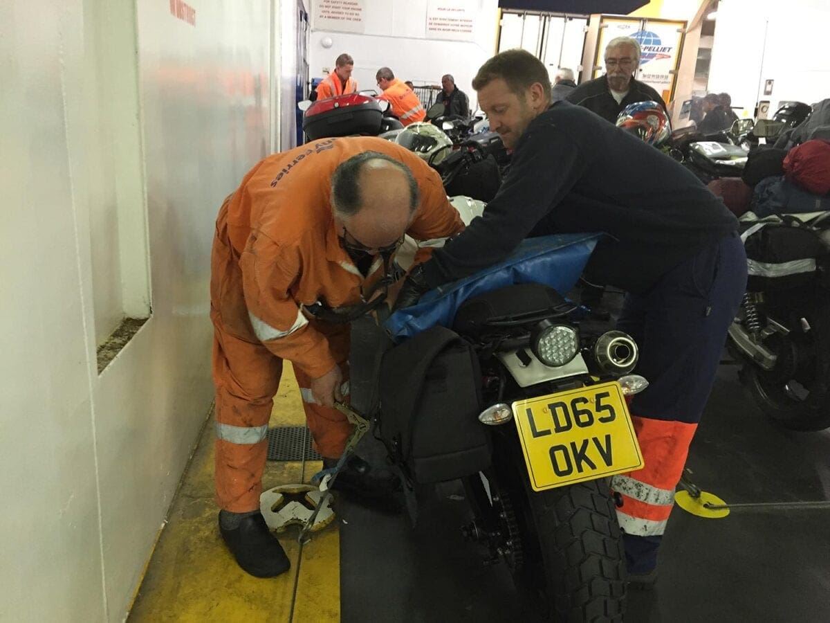 Bikes are strapped down for you in the ferry using well-maintained straps and pads.