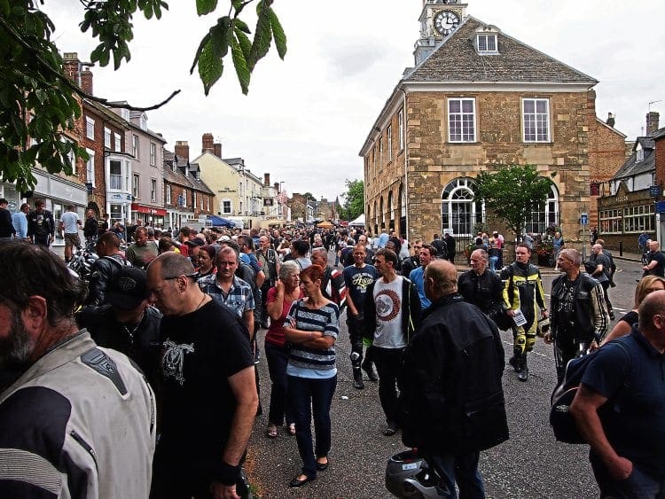 Visitors crowd the town during this year’s Brackley Festival of Motorcycling.
