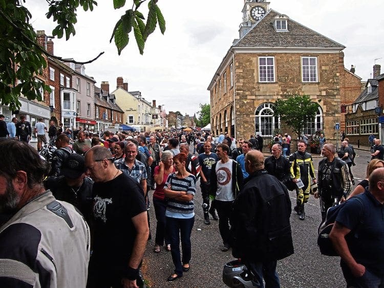 Visitors crowd the town during this year’s Brackley Festival of Motorcycling. 