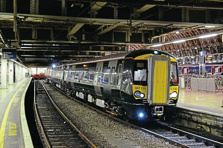 GWR Class 387 (no. 387130) stands at platform 11 of London Paddington station after working 5Z85 from North Pole IEP Depot to London Paddington at around 0100 on 29th July 2016. The unit was used for driver training of the Class 387 for future use on the Hayes shuttle and did three return trips from London Paddington to Heathrow Tunnel Junction during the early hours of 29th July before returning to the North Pole IEP Depot.