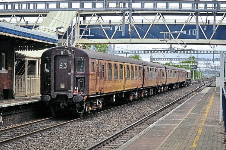 LTM’s 4-TC has already been in use this year at various heritage line galas, including the Severn Valley Railway’s diesel event in May, after which it is pictured at Tilehurst, Berkshire, being hauled back to the London Underground depot at West Ruislip by GBRf Type 5 No. 66763 Severn Valley Railway. James Bushnell 