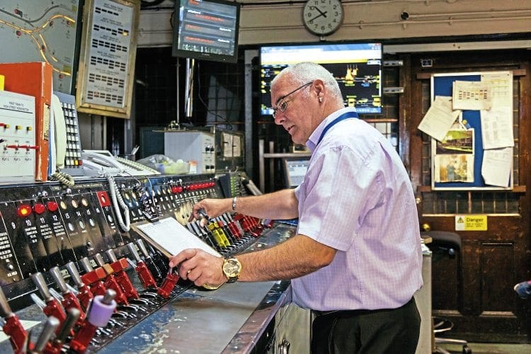 A recent interior view of the signal cabin at the Sub Surface Line station at Edgware Road, which is to be preserved after closure in 2020 TfL