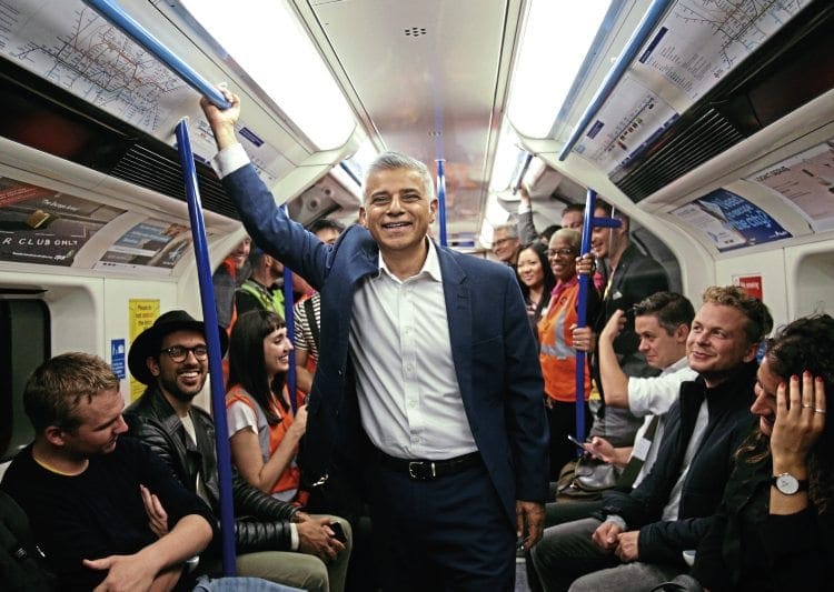 London Mayor, Sadiq Khan, joins late-night passengers on the first regular weekend operation of the Tube. PICTURE: PRESS ASSOCIATION 