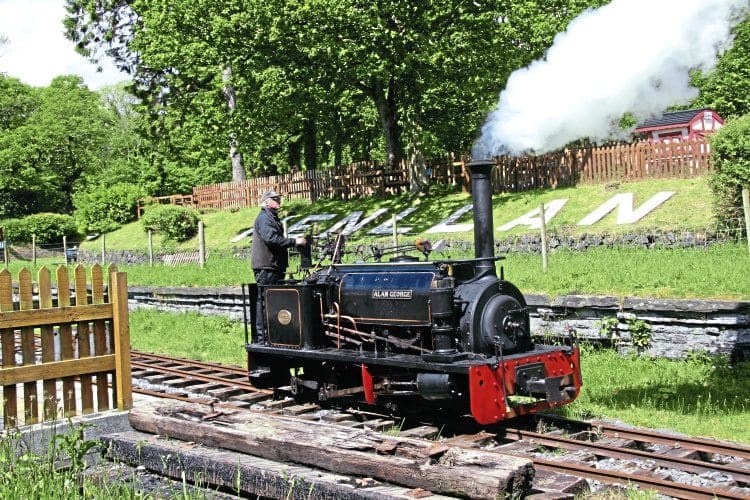 Nesta’s sister – or should that be brother – Hunslet 0-4-0ST Alan George (HE606/1894) has long been a mainstay of Teifi Valley Railway services. It is pictured steaming through Henllan station in preparation to starting the day’s services on May 26, 2014. CLIFF THOMAS 