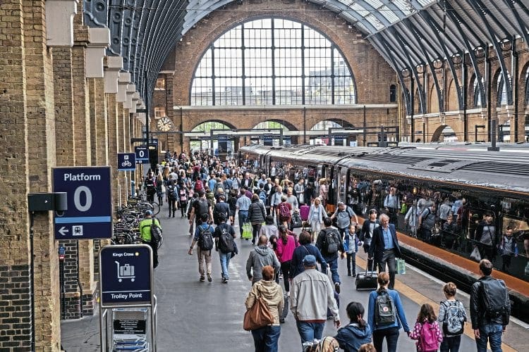 Some passengers head for the ticket barriers at King’s Cross while others board a Class 180, operated by open access company Grand Central, which offers a competitive range of fares. JACK BOSKETT 