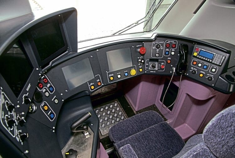 The driving cab of the Crossrail trains.