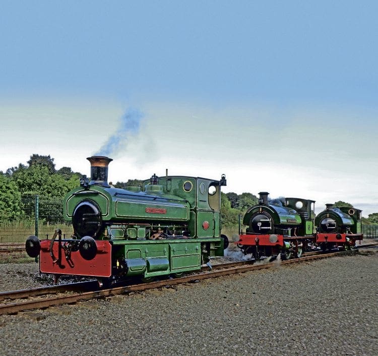 With its ‘skirts’ down, Bon-Accord lines up with Sir Cecil A Cochrane and Agecroft No. 1 at the close of Locomotion’s four-coupled themed gala on September 18. ANTHONY COULLS