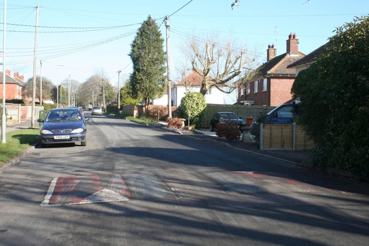 Spot the speed cushion? If markings are almost worn away (as here), ask the Council to paint them back
