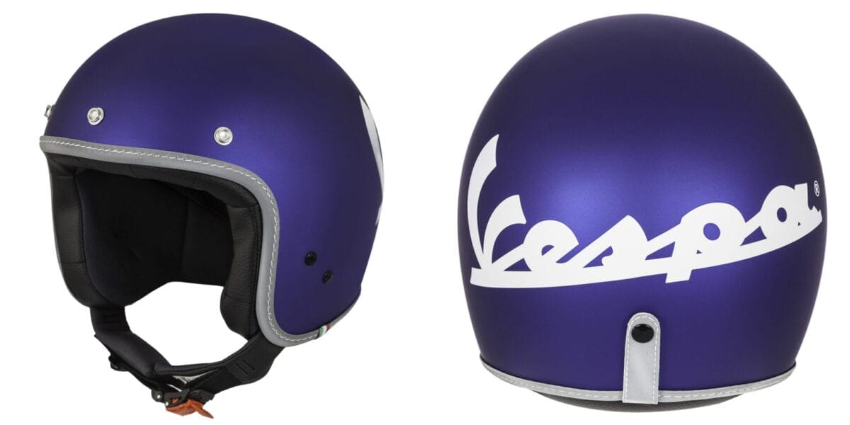 purple vespa helmet